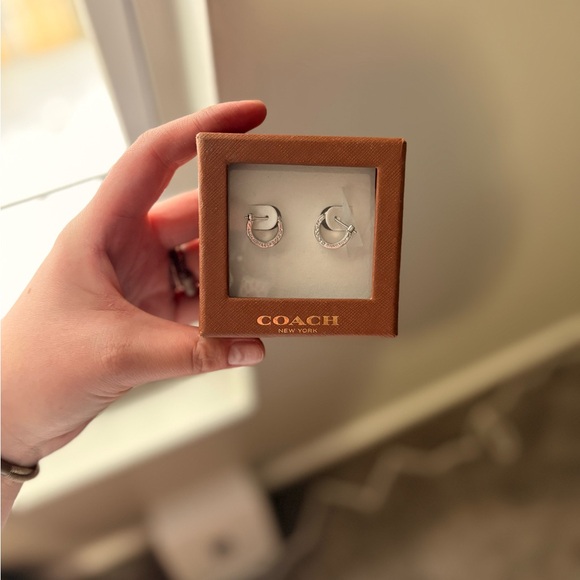 Coach Silver-Tone Hoop Earrings - Picture 1 of 3